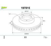 VALEO 197815 Disco freno per CHEVROLET,HOLDEN,OPEL,VAUXHALL