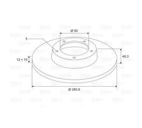 VALEO 2X Disco Freno Posteriore Ø282 Mm Per VW Touran 1T1 1T2 2.0 TDI 16V 1.9