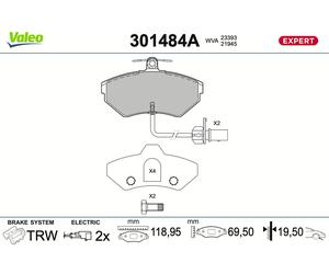 VALEO 301484A Kit pastiglie freno, Freno a disco per AUDI,SEAT,VW