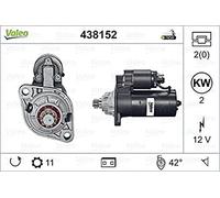 VALEO 438152 Motorino d'avviamento Potenza nominale: 2 kW Stop & Start: NO N° denti: 10/11 denti Voltaggio: 12 V Direzione di rotazione: ANTI CLOCKWISE