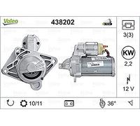 VALEO 438202 Motorino d'avviamento Potenza nominale: 2,2 kW Stop & Start: NO N° denti: 10 denti Voltaggio: 12 V Direzione di rotazione: CLOCKWISE