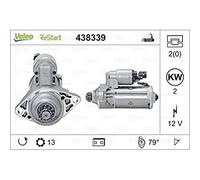VALEO 438339 Motorino d'avviamento Potenza nominale: 2 kW Stop & Start: YES N° denti: 13 denti Voltaggio: 12 V Direzione di rotazione: ANTI CLOCKWISE