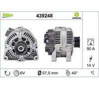 Valeo Alternatore 439248 – 90 A, 14 V, 6 scanalature, Ø58 mm, rotazione oraria