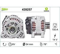 VALEO 439257 alternatore auto 14 V 150 A con puleggia 6 nervature