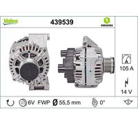 Valeo Alternatore 439539 105 A 14 V 6 alette Ø 55 mm rotazione oraria per Fiat Lancia Opel