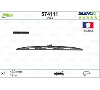 Spazzola tergicristallo VALEO Silencio V43, 430mm, Anteriore, 1 Pezzo
