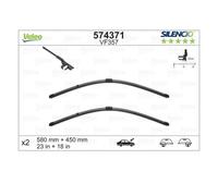 VALEO Silencio Tergicristalli VF357 Kit di Spazzole tergicristallo originali Flat Blade ad Alte Prestazioni, Maggior Visibilità su Strada 580mm/450mm Anteriore Confezione da 2 574371