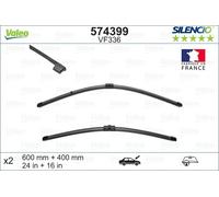VALEO Silencio VF336 Kit di Spazzole tergicristallo originali Flat Blade ad Alte Prestazioni, Maggior Visibilità su Strada, Facile Installazione 600mm/400mm Confezione da 2 574399