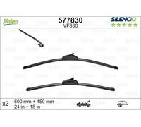 VALEO Silencio Tergicristalli VF830 Kit di Spazzole tergicristallo originali Flat Blade ad Alte Prestazioni, Maggior Visibilità su Strada 600mm/450mm Anteriore Confezione da 2 577830