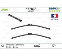 VALEO Silencio Tergicristalli VF833 Kit di Spazzole tergicristallo originali Flat Blade ad Alte Prestazioni, Maggior Visibilità su Strada 600mm/600mm Anteriore Confezione da 2 577833
