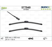 Valeo Silencio 2x Spazzole Tergicristallo VF940 - Anteriore - 600mm/450 mm | Kit di 2 Spazzole Flat Blade, per la Sostituzione del Ricambio Originale, 577940