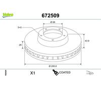 VALEO 672509 Disco freno per NISSAN,VENUCIA