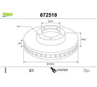 VALEO 672519 Disco freno per MERCEDES-BENZ