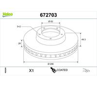 VALEO 672703 Disco freno per TOYOTA