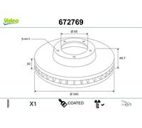 VALEO 672769 Disco freno per AUDI,CUPRA,SEAT,SKODA,VW