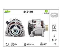 VALEO 849140 Alternatore Amperaggio: 80 Amp Alette: 6 alette Diametro puleggia: 48 mm Voltaggio: 14 V Direzione di rotazione: CLOCKWISE