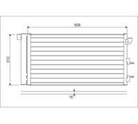 VALEO Condensatore climatizzatore 818005 312x608x16 mm con essiccatore R 134a alluminio