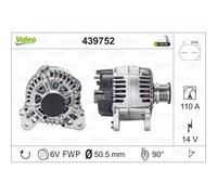 VALEO Generatore Alternatore 110A 14V Per VW Transporter V Bus 7HB 7HJ 7EB