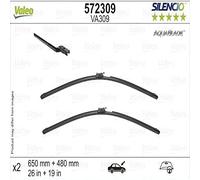 VALEO Silencio Original Aquablade VA309 Kit di Spazzole Tergicristallo Riscaldate con le Migliori Prestazioni di Pulizia e Asciugatura 650mm/480mm Anteriore Confezione da 2 572309