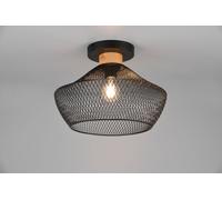 VALERIA PLAFONIERA METALLO GABBIA NERA CON PARTICOLARE IN LEGNO NATURALE D. 35CM 1 ATTACCO E27