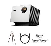Valerion Home Cinema Bundle - Acquista 1, Ricevi 5: Plus2 Proiettore Laser 4K 2000 ISO Lumen + Treppiede in Noce + 3× Occhiali 3D + Cavo HDMI
