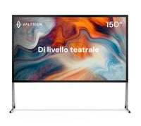 Valerion Schermo per proiettore da esterno da 150 pollici con supporto, installazione a 3 minuti, borsa per il trasporto con ruote, supporto UHD 4K/8K, autoportante, telaio in lega portatile, 16:9 HD