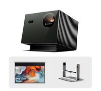 Valerion VisionMaster Pro2 - Proiettore triplo laser 4K con schermo di proiezione motorizzato impermeabile ricaricabile da 120" e supporto per desktop, installazione home theater Premium