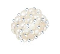 Valero Pearls Anello da Donna in Argento Sterling 925 con rodio con Perle coltivate d'acqua dolce bianco 60840021
