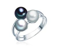 Valero Pearls Anello da Donna in Argento Sterling 925 con rodio con Perle coltivate d'acqua dolce grigiore grigiore argento blu pavone Taglia 14 60020094