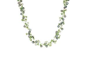 Valero Pearls Catena da Donna in Argento Sterling 925 con rodio con Perle coltivate d'acqua dolce verde maggio giada pastellgrn 60200105