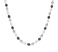 Valero Pearls Catena da Donna in Argento Sterling 925 con rodio con Perle coltivate d'acqua dolce bianco grigio chiaro blu pavone 00474520