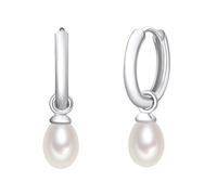 Valero Pearls Orecchini a cerchio con clip da Donna in Argento Sterling 925 con Perla di coltura di acqua dolce