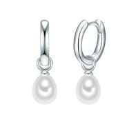 Valero Pearls Creoles da Donna in Argento Sterling 925 con Perla di coltura di acqua dolce