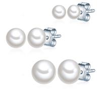 Valero Pearls Orecchini a perno Set di 3 Argento Sterling 925 Perla di coltura d'acqua dolce 4–6 mm