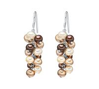 Valero Pearls Orechinni pendenti da Donna in Argento Sterling 925 con rodio con Perle coltivate d'acqua dolce champagne marrone oro cioccolita 60200134