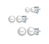 Valero Pearls Orecchini a perno Set di 3 Argento Sterling 925 Perla di coltura d'acqua dolce 4–6 mm