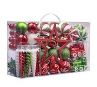 Valery Madelyn 100 palline di Natale infrangibili per la decorazione dell'albero di Natale, colore rosso, verde e bianco