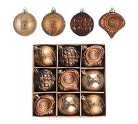 Valery Madelyn 9 ct di 7 cm ornamenti per albero di Natale, decorazioni per interni ed esterni, bronzo vintage da appendere, ciondoli in plastica infrangibile, per feste di Natale, ghirlande,