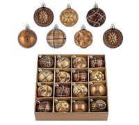 Valery Madelyn Decorazioni per albero di Natale da 16 ct, 6 cm, decorazioni per interni ed esterni, in bronzo vintage, ciondoli in plastica infrangibile, per feste di Natale, ghirlande, stagionali