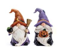 Valery Madelyn Gnomi di Halloween Decorazioni per interni per la casa, set di 2 statue di gnomi da giardino in resina per decorazioni esterne, 16 cm, elfo nano statuette di Halloween, regali per