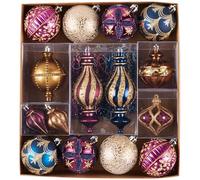 Valery Madelyn Ornamenti per alberi di Natale, 60 ct rame viola blu infrangibile decorazioni per albero di Natale, lussuosi ornamenti da appendere sfusi per decorazioni natalizie