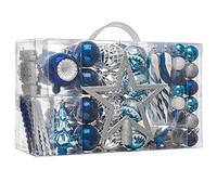 Valery Madelyn Set di ornamenti natalizi, 100 carati, blu navy e argento, infrangibili, decorazioni per albero di Natale, ornamenti a sfera, ornamenti invernali da appendere per alberi di Natale,