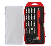 Valex Cacciavite di Precisione a Batteria al Litio 4V - Mini Avvitatore Elettrico con 18 Bit, 4 Bussole, Luce LED, Ricarica USB-C, Corpo in Alluminio, Reversibile per Avvitare e Svitare
