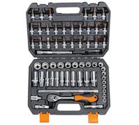 Valex Set Chiavi a Bussola e Inserti 61 Pezzi, Attacco 3/8", Bussole Corte e Lunghe, Cricchetto Reversibile, Bussole per Candele, Prolunghe, Snodo Cardanico, Acciaio Cromo Vanadio