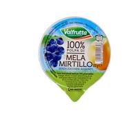 Valfrutta Polpa di Mela e Mirtillo, 100% Frutta, Senza Zuccheri Aggiunti, Confezione da 100g, Set 24 Vaschette