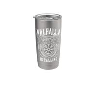 Valhalla chiama corvi della bussola delle rune vichinghe Bicchiere termico in acciaio inox doppia parete