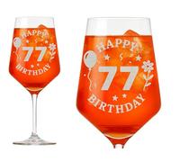 Valhalla Exoda 1x calice di vino incisione Buon compleanno per il 77 compleanno 350ml resistente alla lavastoviglie per celebrazioni eleganti e momenti di piacere durante i festeggiamenti
