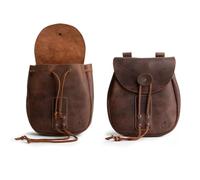 Valhalla Gear, Bushcraft Borsa realizzata a mano in pelle pieno fiore, custodia portatile sicura per riporre in modo sicuro denaro, monete, banconote, oggetti di valore - materiale resistente, ideale per i viaggi - marrone borbonico, Marrone bourbon., Classico