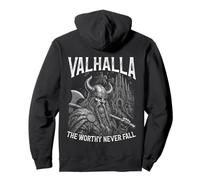 Valhalla Il degno Guerriero Vichingo Che Non Cade mai Felpa con Cappuccio