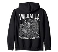 Valhalla Il degno Guerriero Vichingo Che Non Cade mai Felpa con Cappuccio
